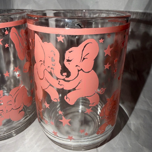 Vintage Hazel-Atlas Dancing Pink Elephant Beer Handled Mug Glass MCM Set Of 2 - Picture 6 of 15